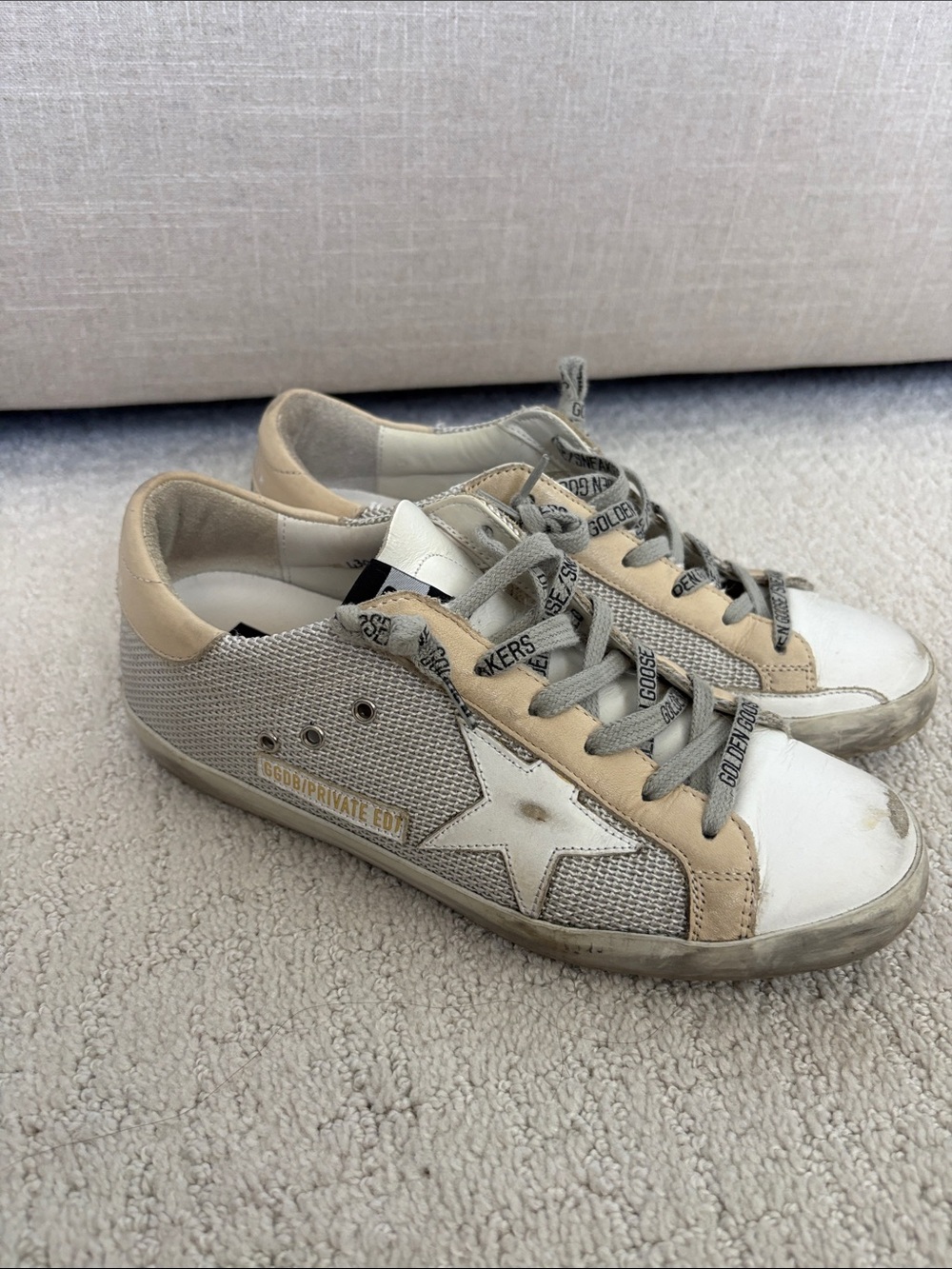 Golden Goose Beige White Gray Low-Top Sneakers